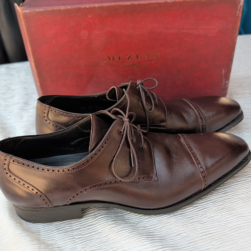 Mezlan Brown Leather Dress Shoes Size 12 - Picture 2 of 9
